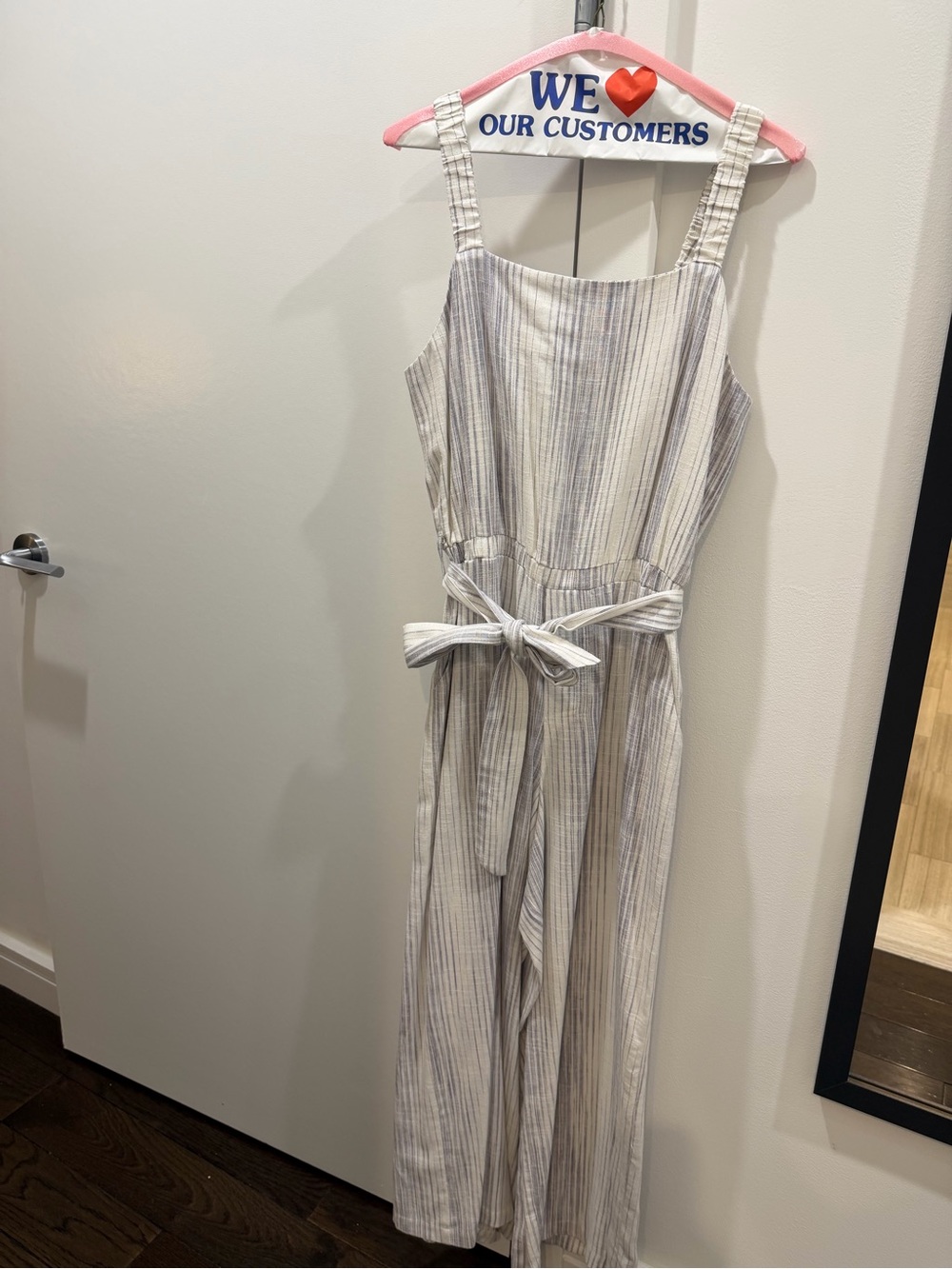 Splendid Striped Wide-Leg Jumpsuit with Waist Tie - blue Stripes